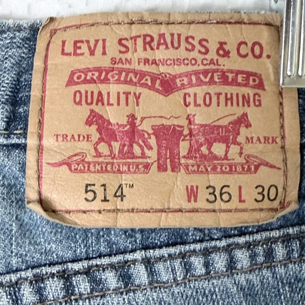 Levi's 514 Slim Rugged Jeans Men 36x30 Medium Wash Denim 100% Cotton Outdoor